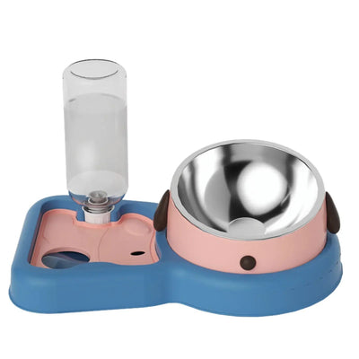 Pet Feeder Bowls Pet Feeder Water Bottle Set Pet Feeding Bowls And Drinkers 15-Degree Tilt Design Protect Cats Dogd Neck